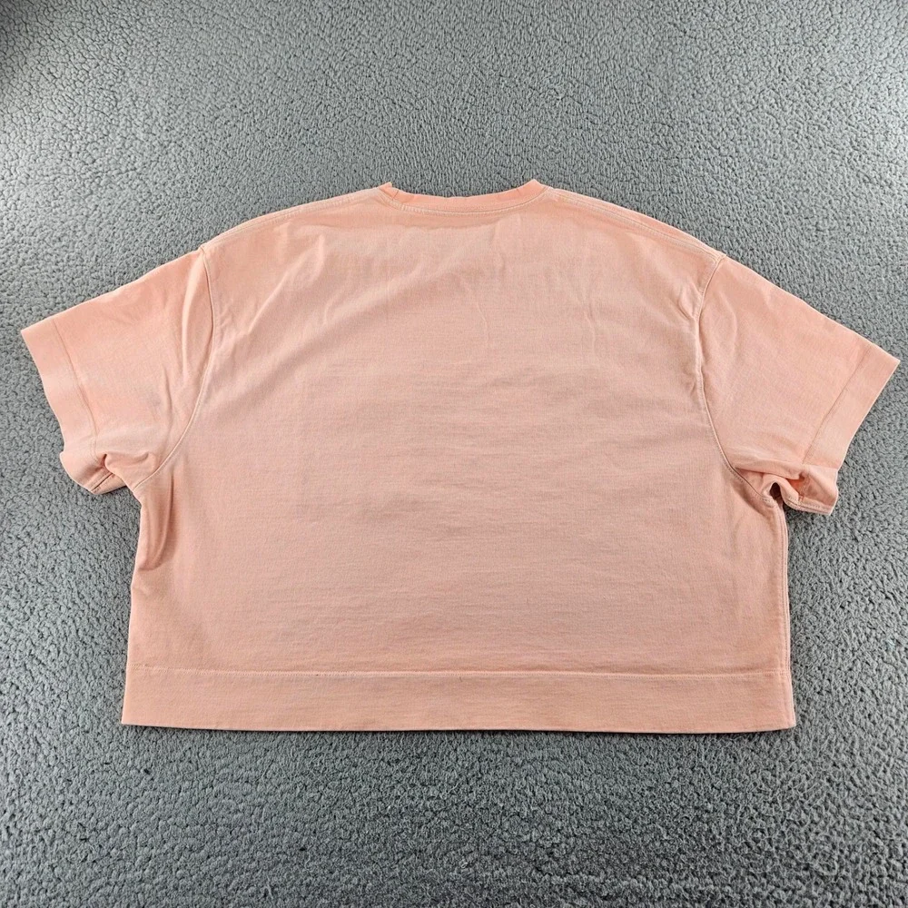 Athleta Classic Cotton Crop Tee Womens‎ Medium Pink Peach Boxy Pocket TShirt